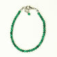 Top view of 3mm Natural Malachite anklet with Clasp.