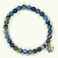 Top view of 6mm Lapis Lazuli Bracelet with Initial.
