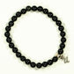 Top view of 6mm Black Obsidian Bracelet with Initial.