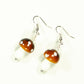 Top view of Brown Mushroom Glass Bead Earrings.