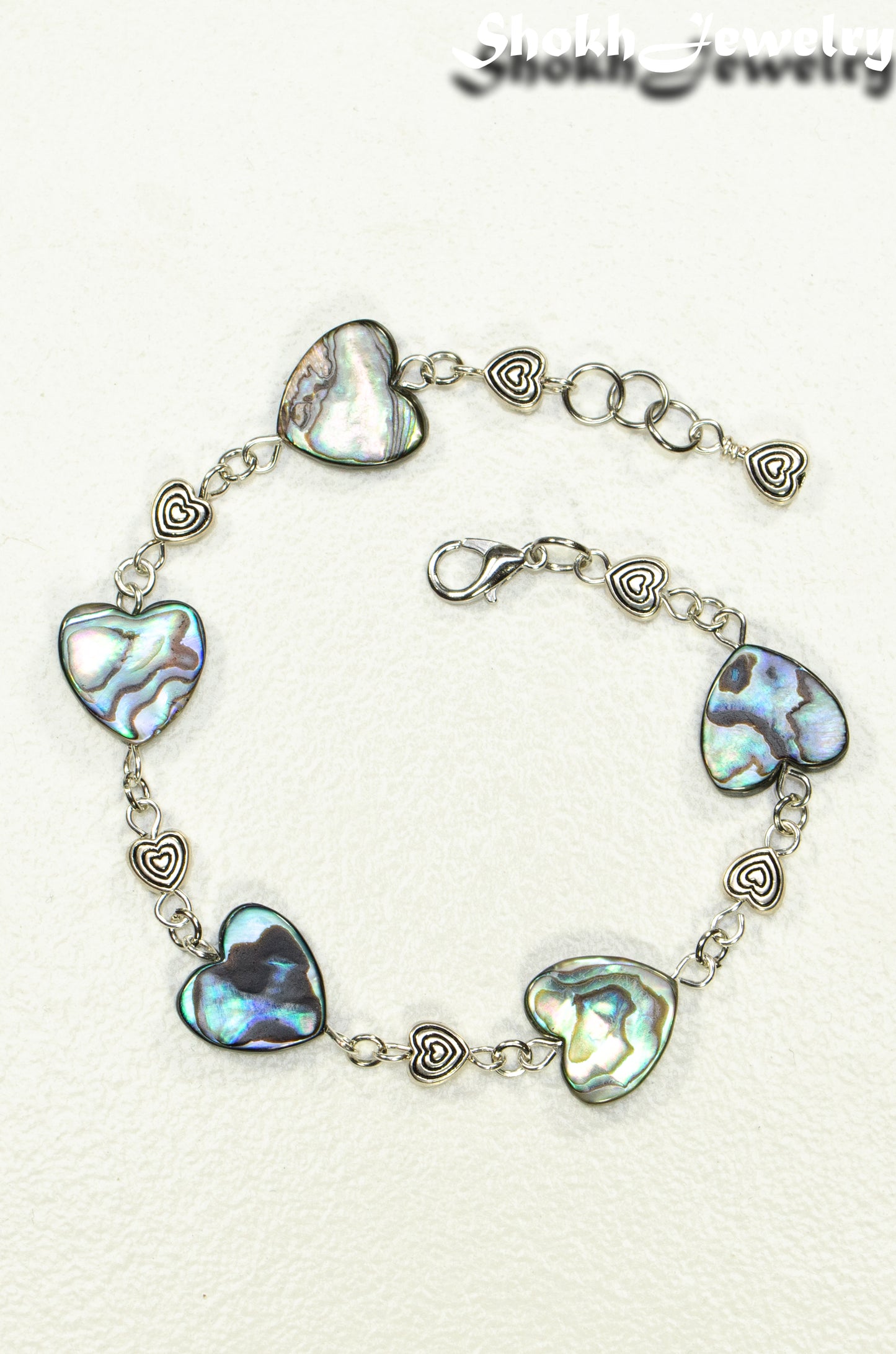 Natural Abalone Seashell Heart Link Bracelet