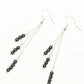 Top view of Silver Plated Chain and Natural Hematite Earrings.