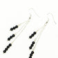 Top view of Silver Plated Chain and Black Onyx Stone Earrings.