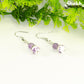 Small Floral Ceramic Bead and Amethyst Earrings.