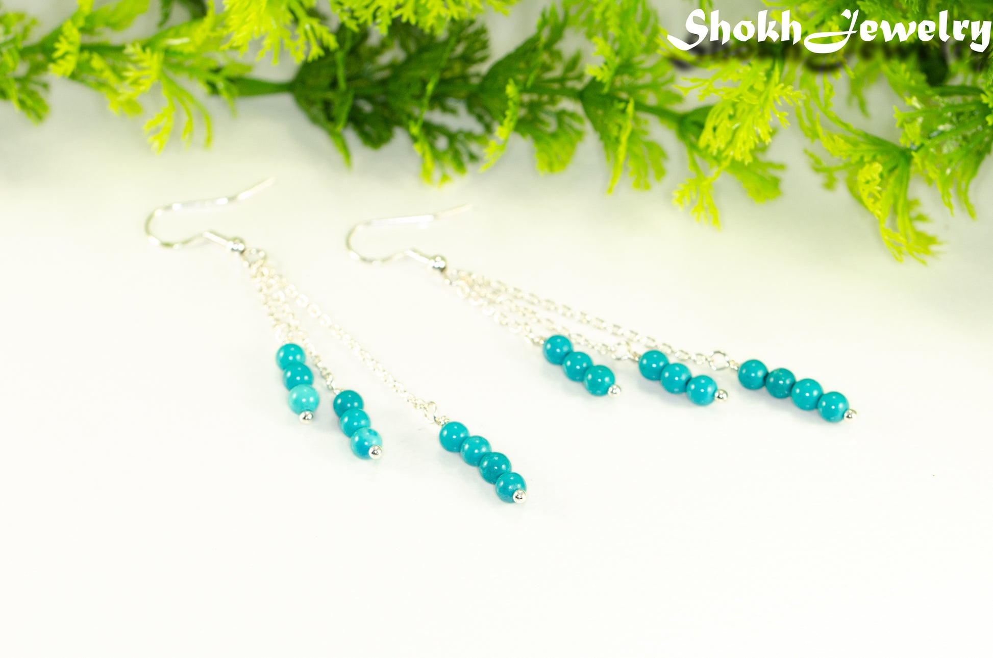 Silver Plated Chain and Turquoise Earrings.