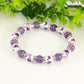 Amethyst and Purple Flower Ceramic Bead Bracelet.