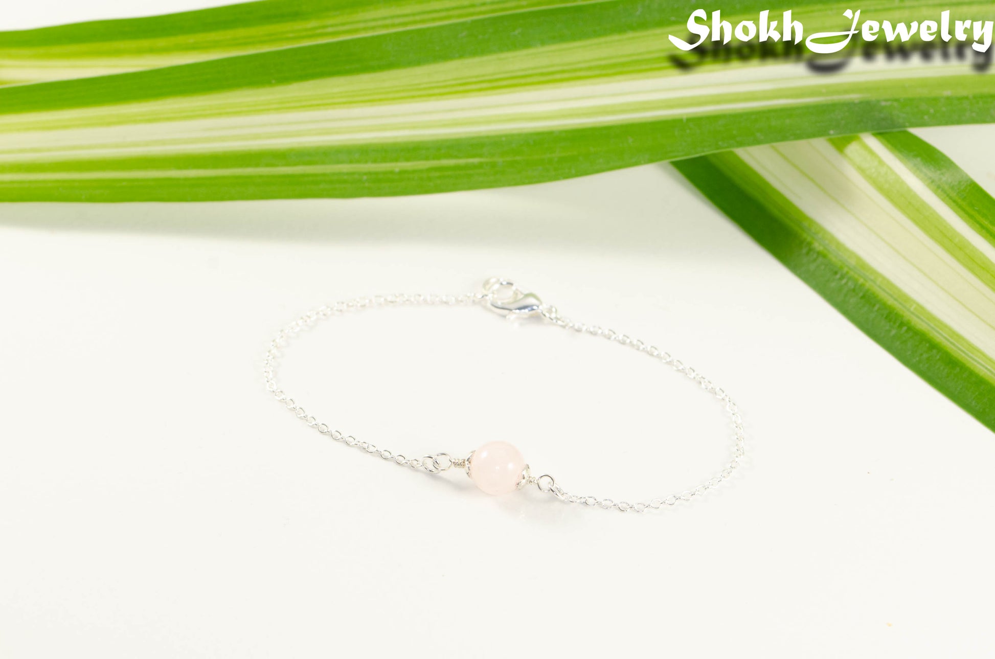 Minimal Rose Quartz Bracelet with clasp.