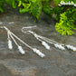 Silver Plated Chain and White Opal Crystal Earrings.