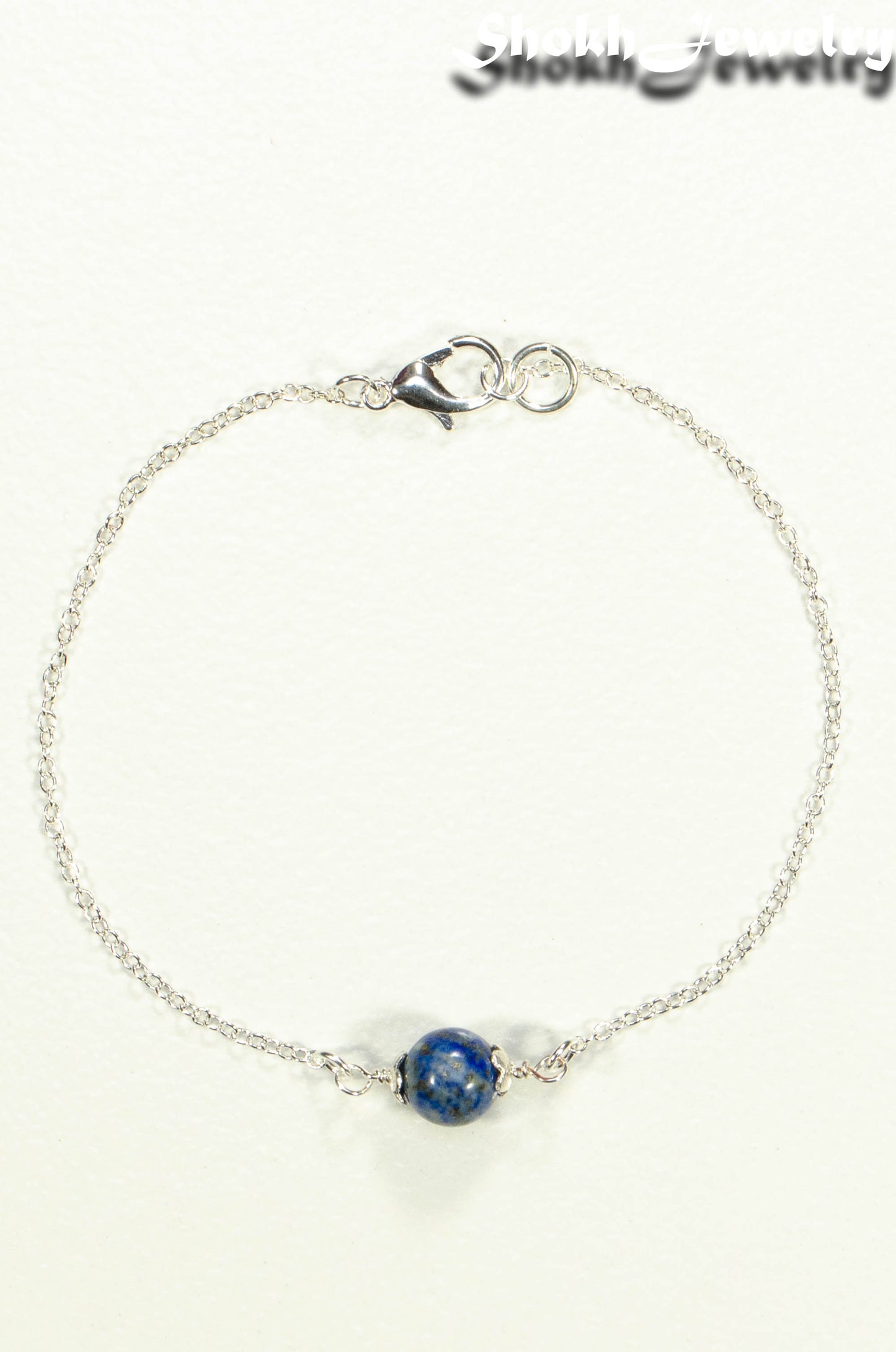 Top view of Minimal Lapis Lazuli Bracelet.