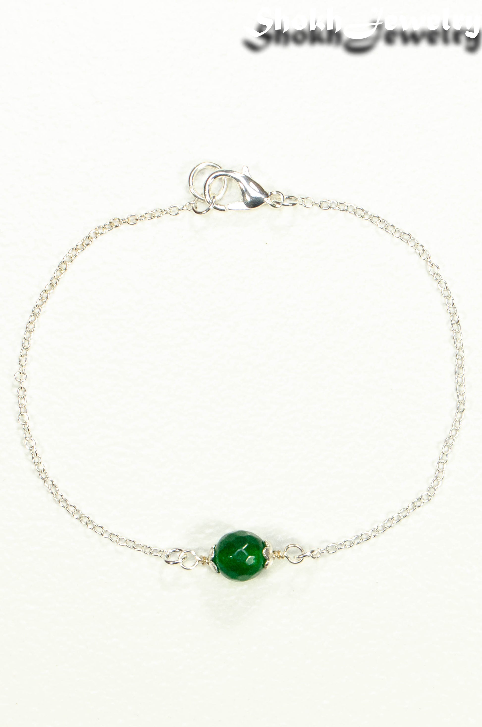 Top view of Minimal Green Emerald Bracelet.