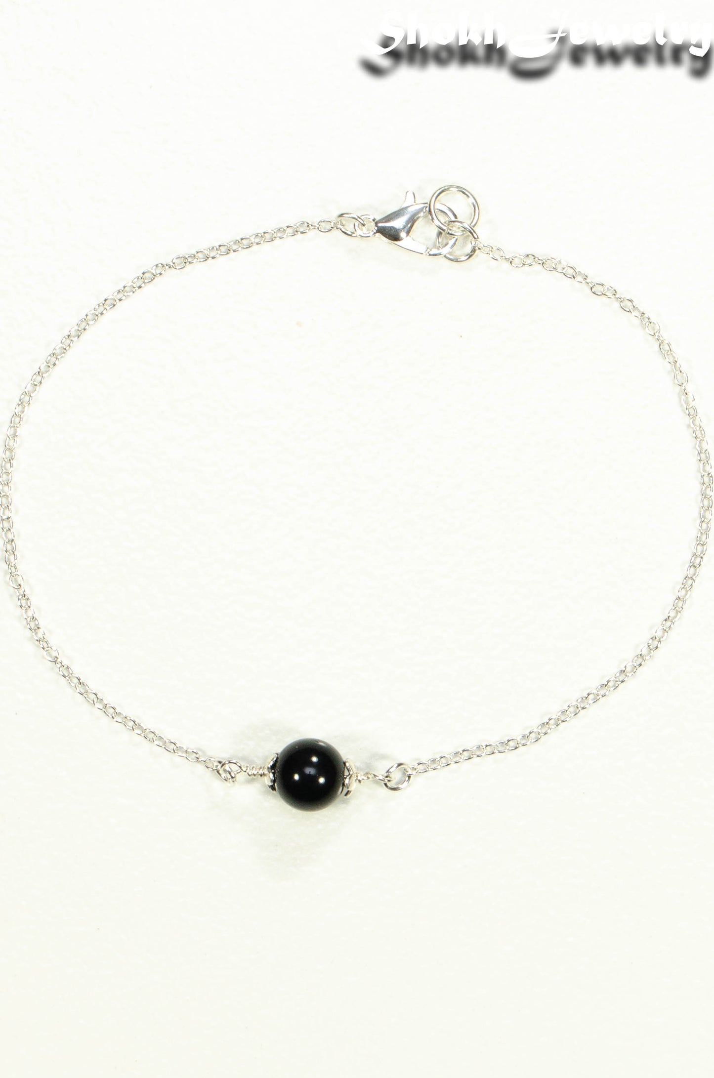 Top view of Minimal Black Onyx Bracelet.