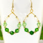 Ombre Green Glass Crystal Hoop Earrings.