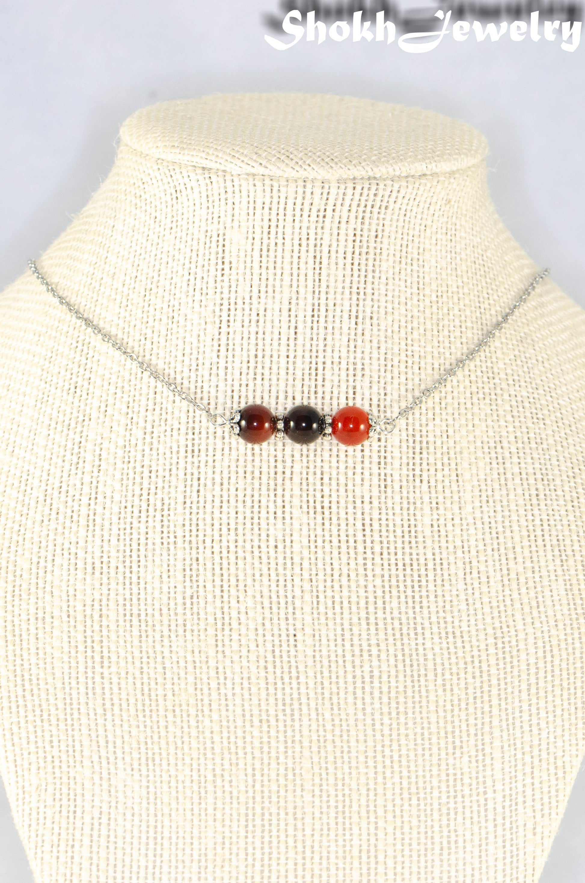 Carnelian and Dainty Chain Choker Necklace.