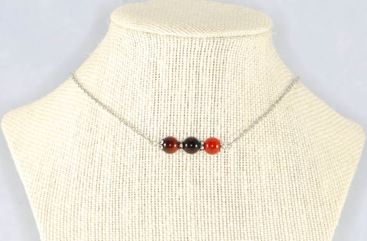 Carnelian and Dainty Chain Choker Necklace displayed on a bust.