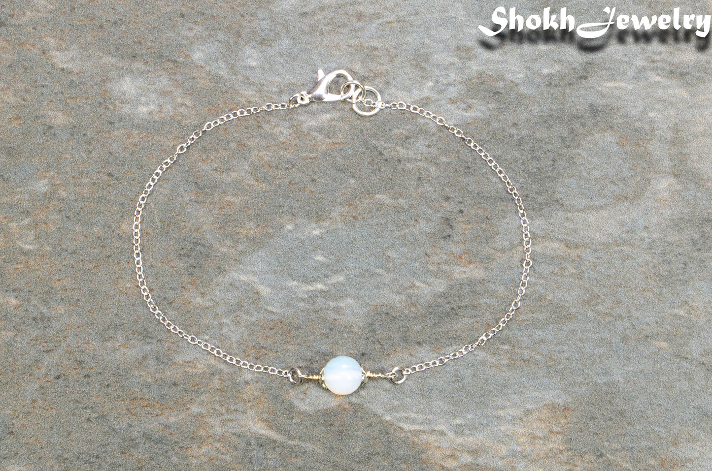 Minimal White Opal Bracelet with clasp.