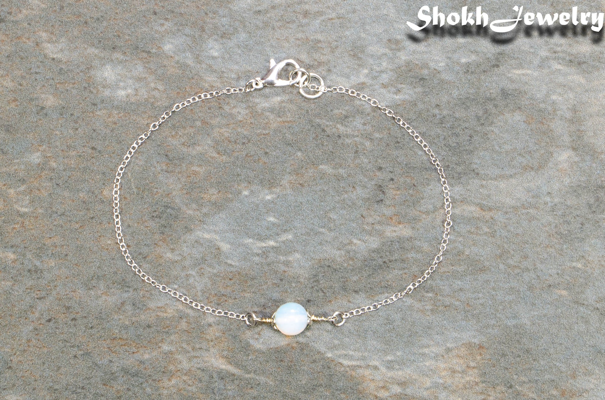 Minimal White Opal Bracelet with clasp.