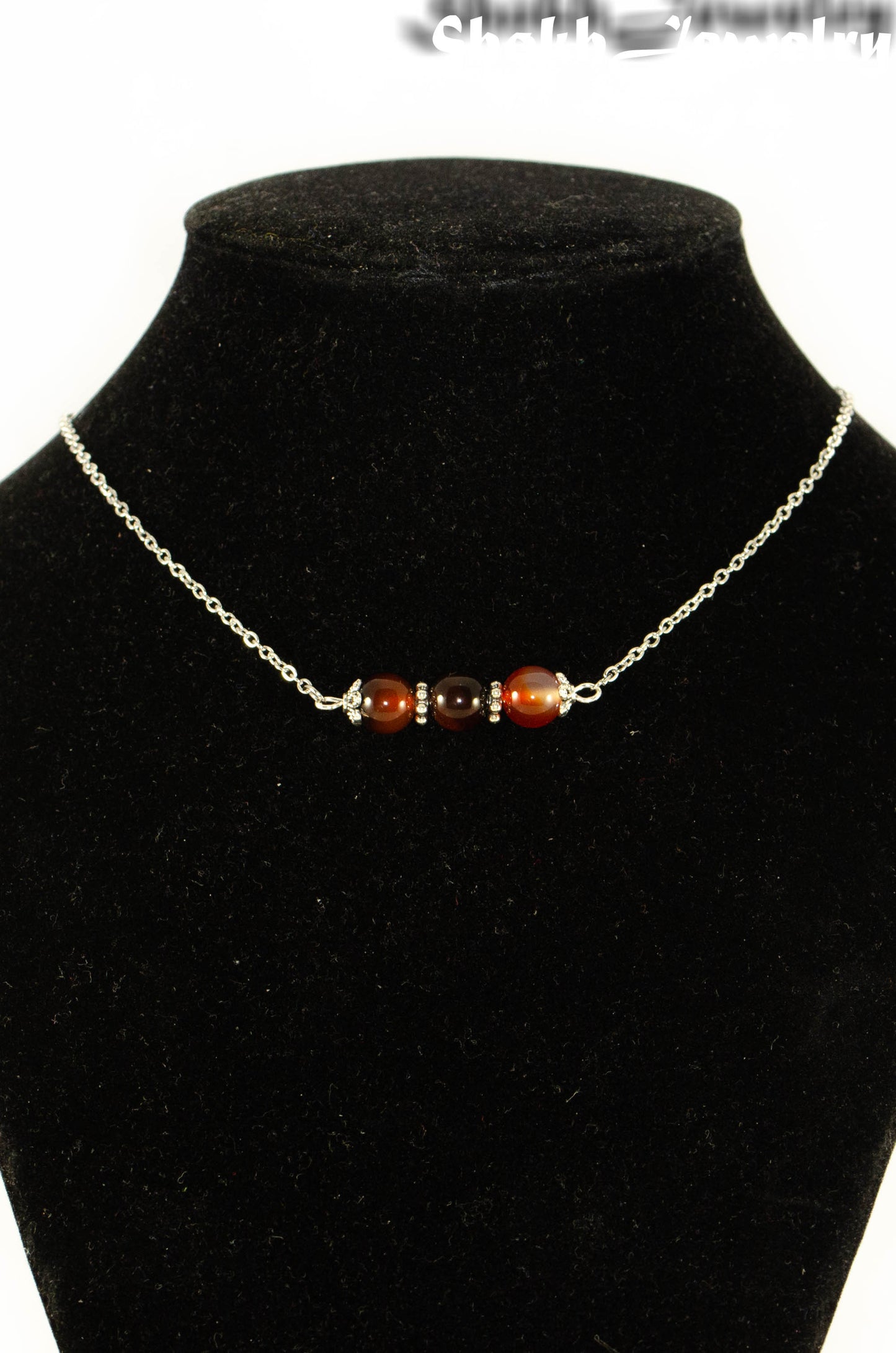 Carnelian and Dainty Chain Choker Necklace.