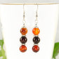 Natural Carnelian Beaded Bar Earrings.