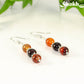 Natural Carnelian Beaded Bar Earrings.