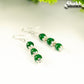 Natural Emerald Beaded Bar Earrings.