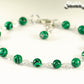 Close up of 6mm Malachite Link chain anklet .