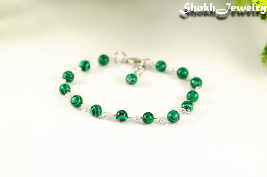 6mm Malachite Link Chain anklet.