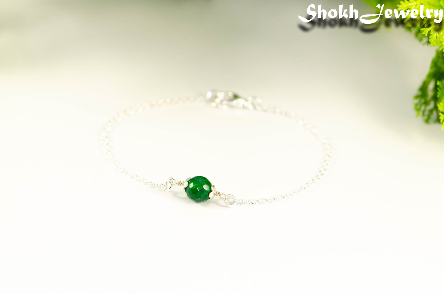 Minimal Green Emerald Bracelet with clasp.