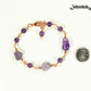 Chunky Amethyst Nugget and Beads Link Bracelet beside a dime.