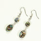 Top view of Elegant Long Oval Abalone Shell Earrings.