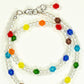 Top view of Rainbow Glass Crystal Bead and Pearl Anklet.