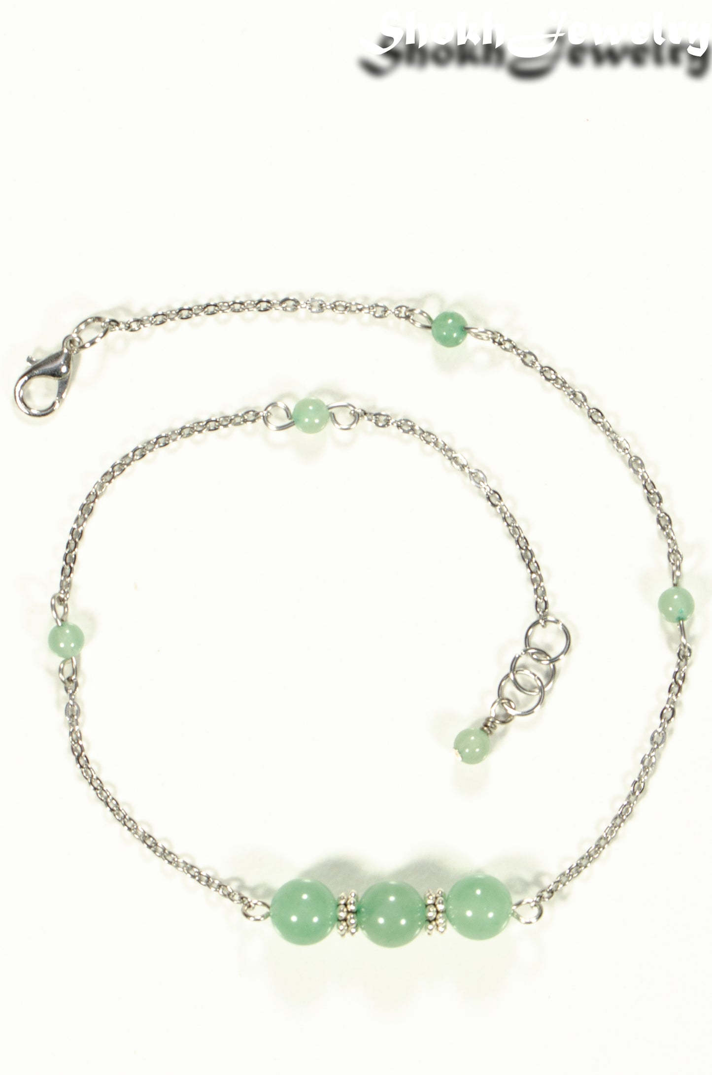 Top view of Natural Green Aventurine and Chain Choker Necklace.