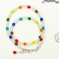 Rainbow Glass Crystal and Pearl Choker Necklace beside a dime.