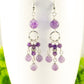 Close up of Statement Amethyst Crystal Chandelier Earrings.