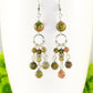 Close up of Statement Unakite Jasper Chandelier Earrings.