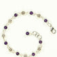 Top view of Tibetan Silver Flower and Amethyst Link Bracelet.