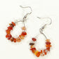 Natural Carnelian Crystal Chip Hoop Earrings