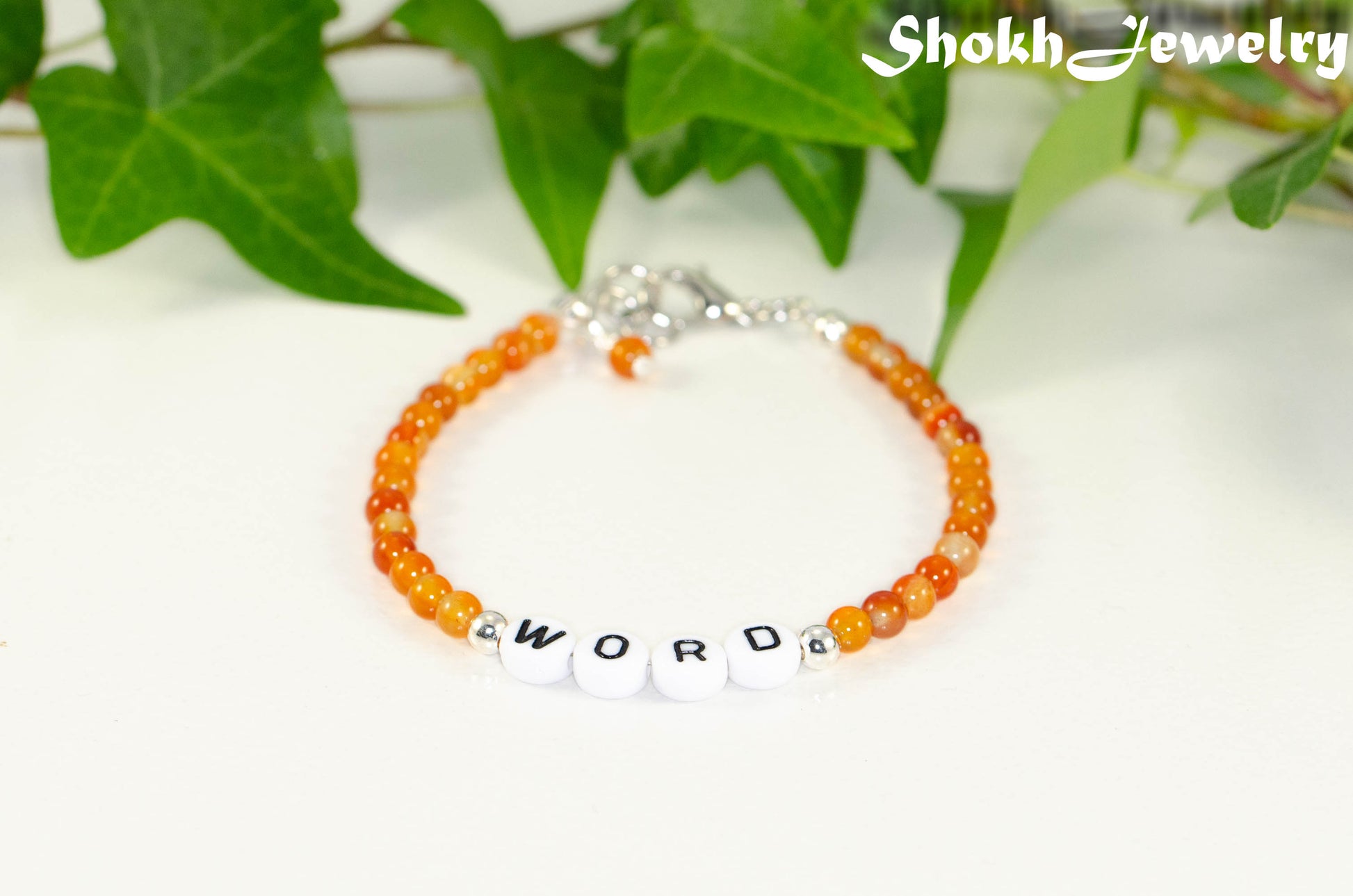 Personalized Carnelian Crystal Bracelet with Clasp.