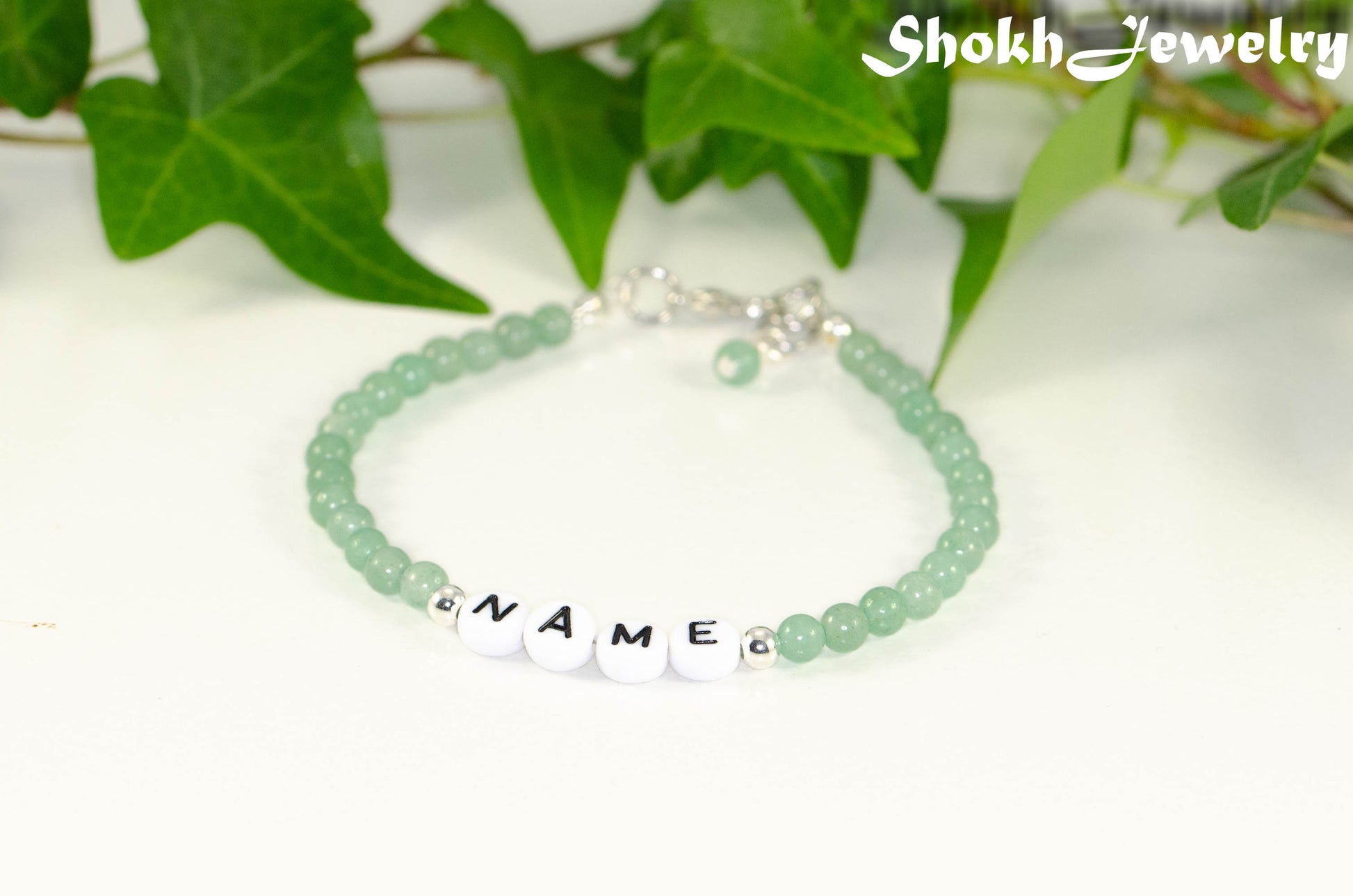 Personalized Green Aventurine Bracelet with Clasp.