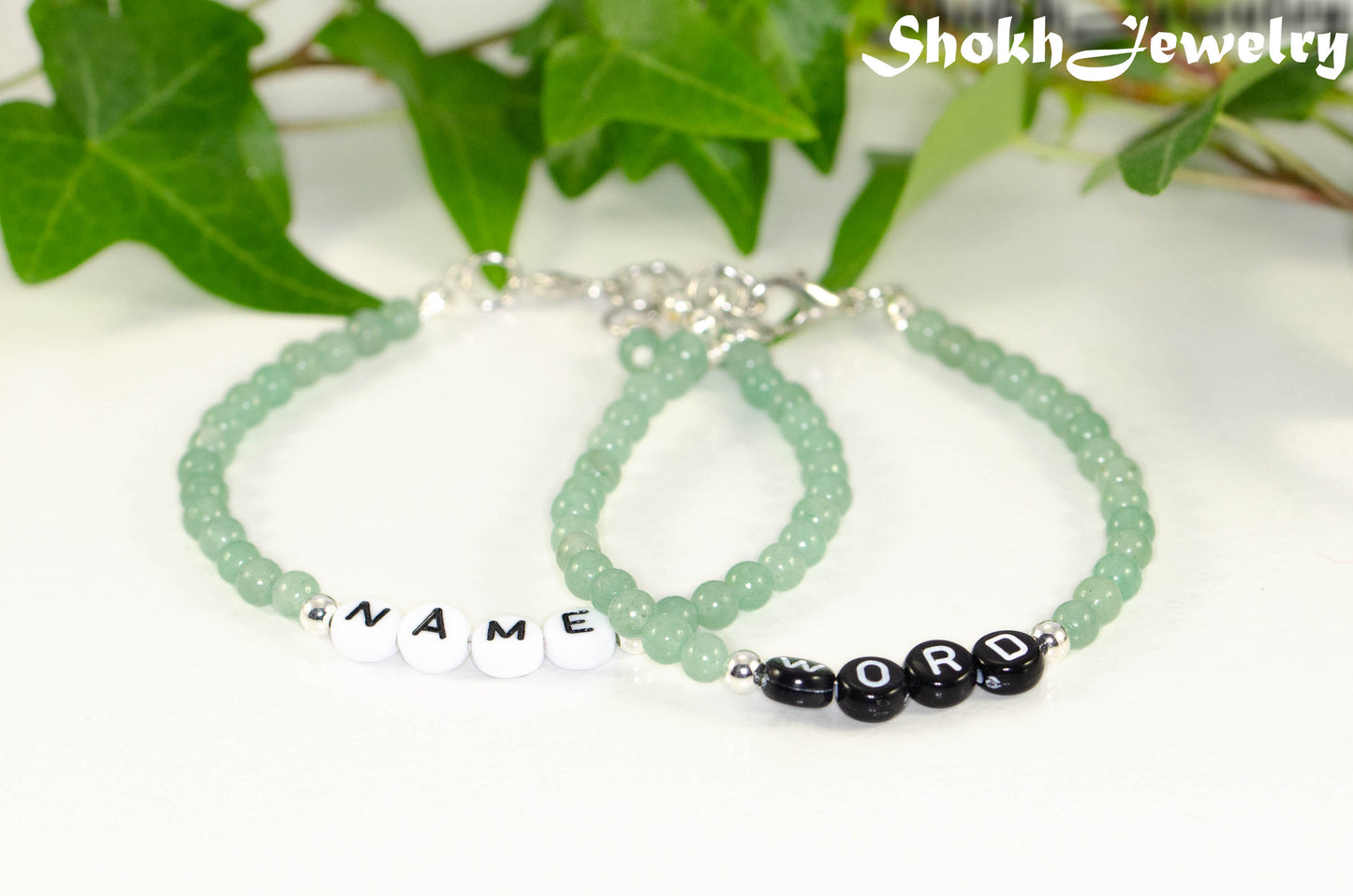 Colour options for Personalized Green Aventurine Bracelet with Clasp.
