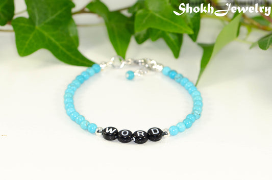 Personalized Turquoise Howlite Bracelet with Clasp.