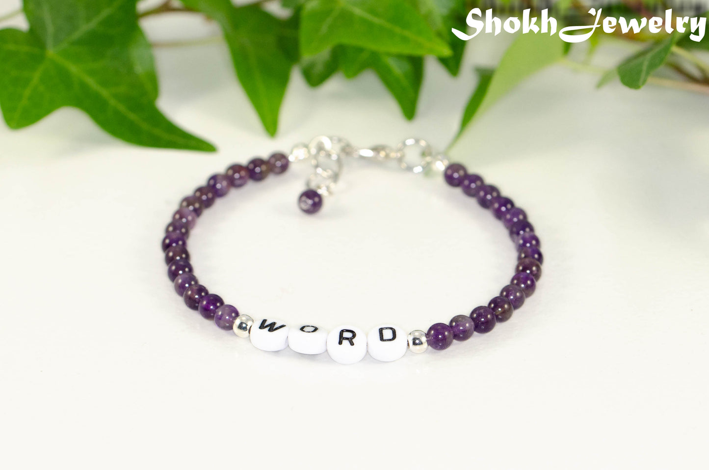 Personalized Amethyst Bracelet with Clasp.