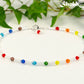 Rainbow Glass Crystal Bead and Pearl Anklet.