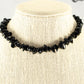 Natural Black Obsidian Crystal Chip Choker Necklace displayed on a bust.