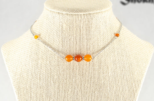 Natural Carnelian and Chain Choker Necklace displayed on a bust.