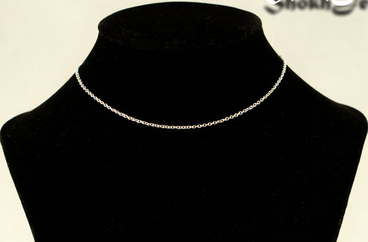 Silver Plated Dainty Chain Choker Necklace displayed on a bust.