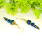 Close up of Sparkly Blue Glass Crystal Bead Earrings.