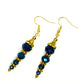 Top view of Sparkly Blue Glass Crystal Bead Earrings.