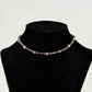 Tibetan Silver Flower and Amethyst Choker Necklace displayed on a bust.
