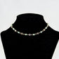 Tibetan Silver Flower and Green Aventurine Choker Necklace displayed on a bust.