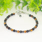 4mm Black Obsidian, Tiger's Eye and Hematite Bracelet with clasp and a dangle.